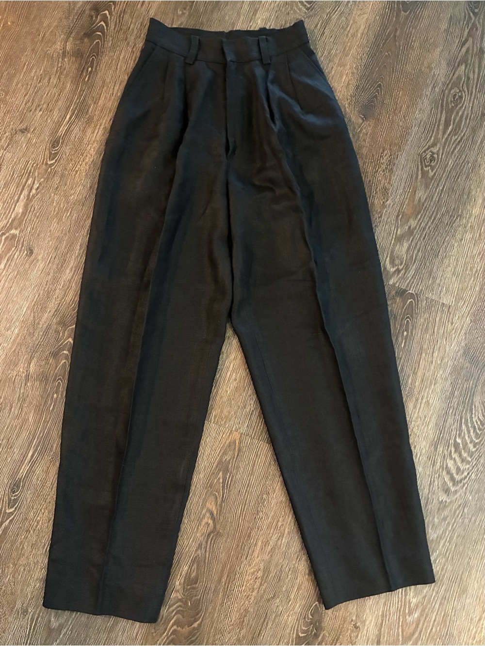 Classiques Entier linen Black Pleated High-Waist Trousers